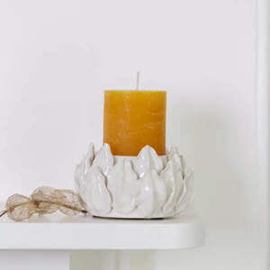 Grand Illusions Artichoke Pillar Candle Holder White